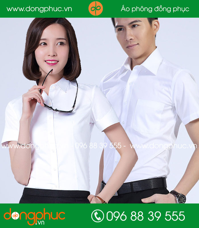  Đồng phục áo sơ mi màu trắng cộc tay